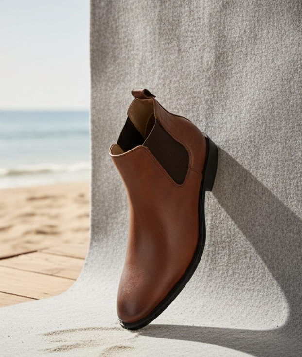 Botte Chelsea en faux leather marron