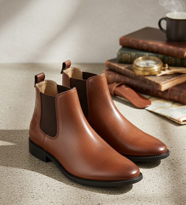 Botte Chelsea en faux leather marron