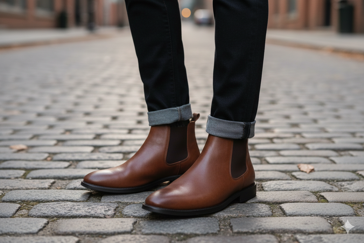 Botte Chelsea en faux leather marron