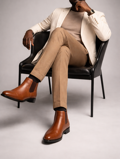 Botte Chelsea en faux leather marron